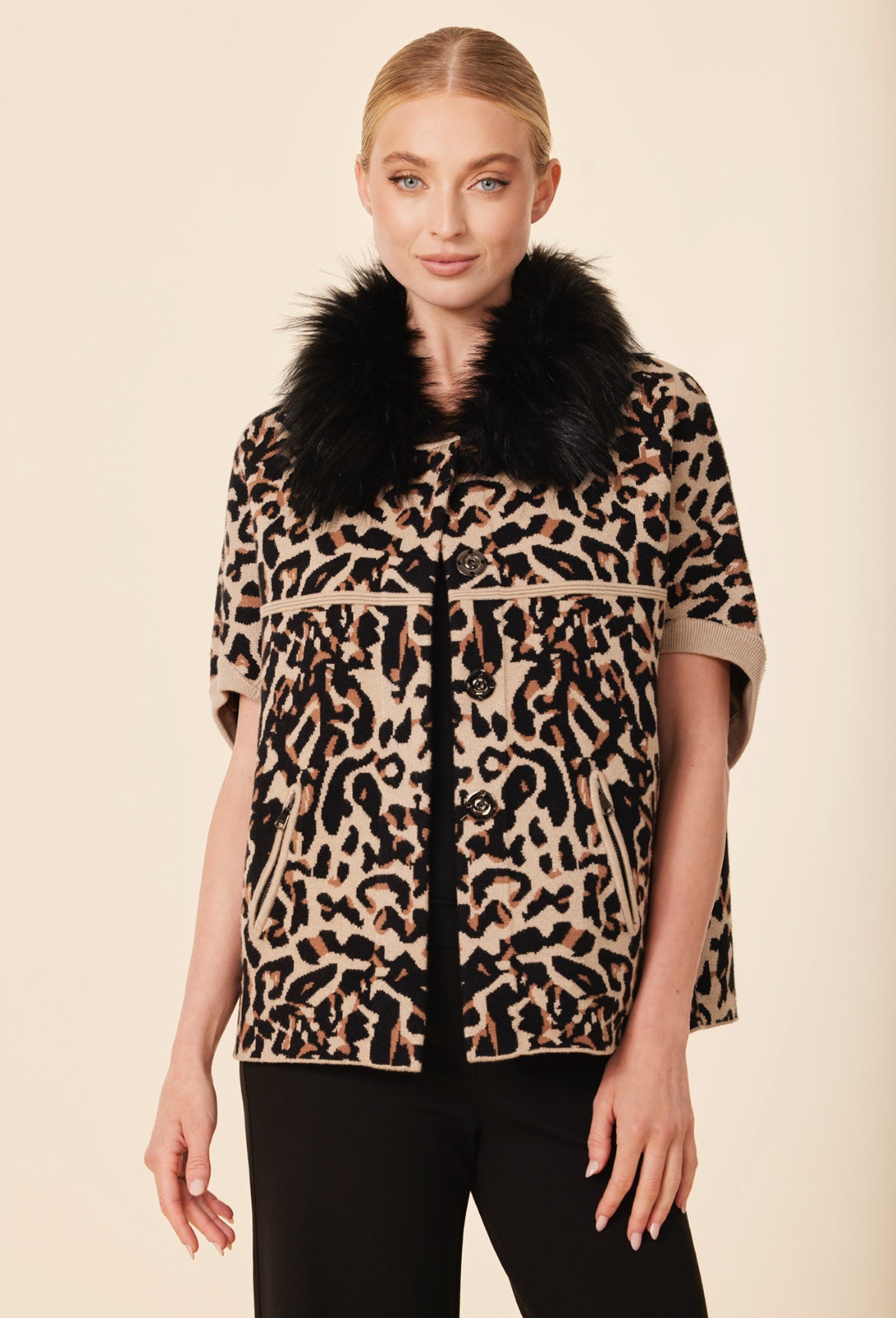 Opera Coat in Brown & Black Leopard