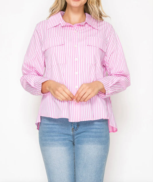 Striped Pleated Shirt