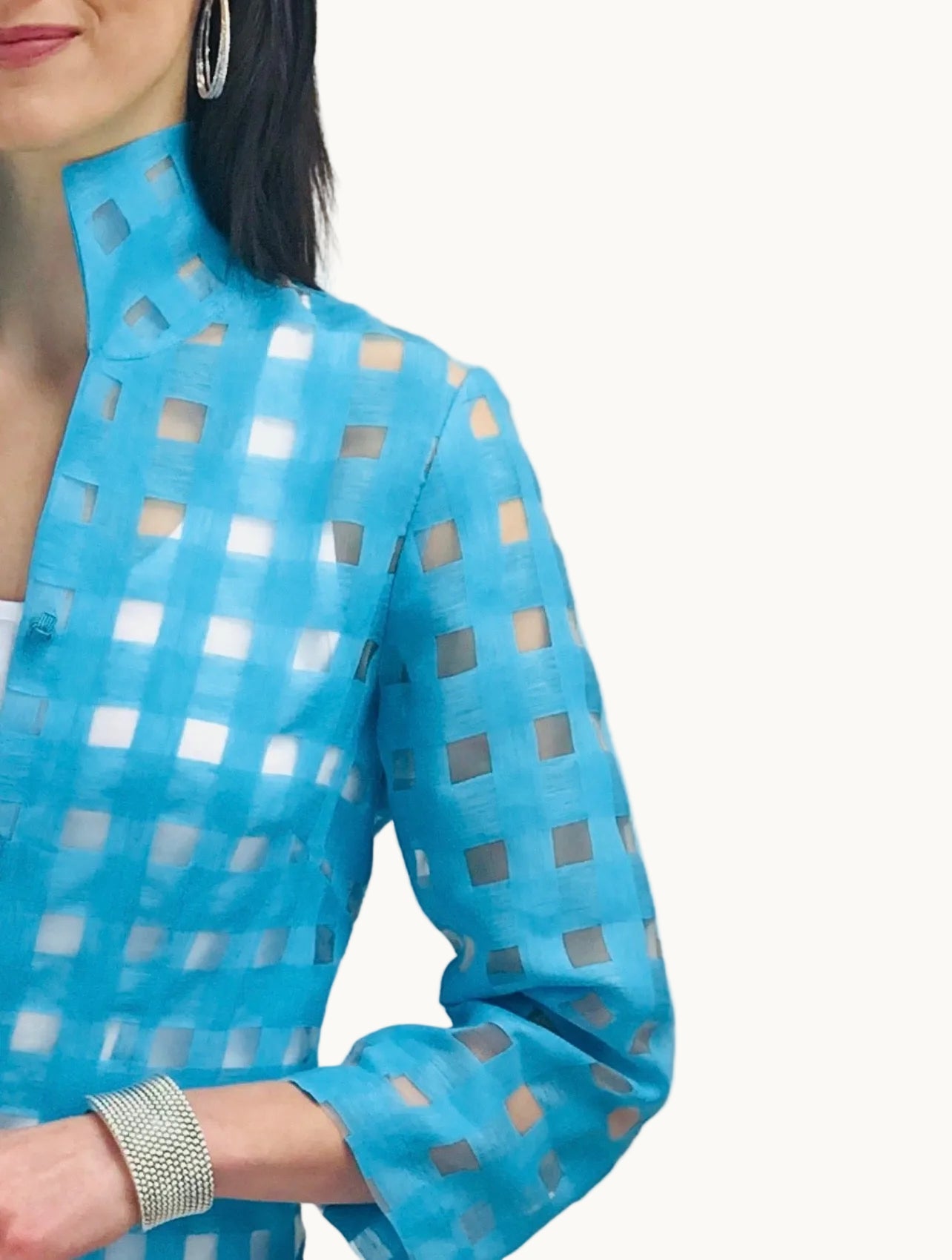 Aqua Sheer Plaid Rita