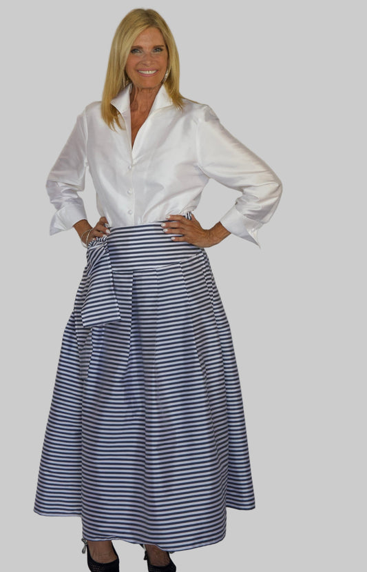Navy and White Striped Wrap Skirt