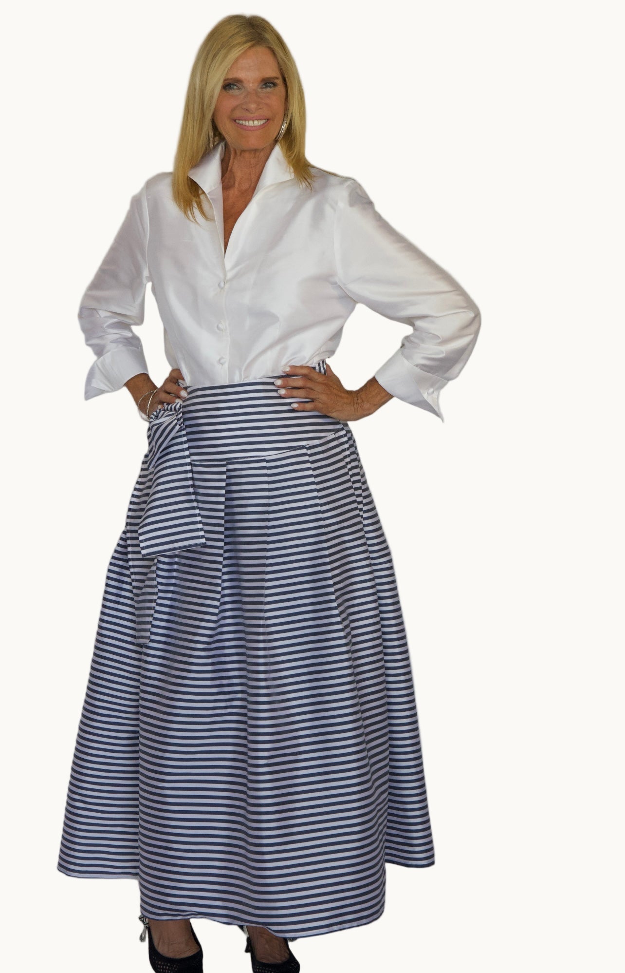 Navy and White Striped Wrap Skirt