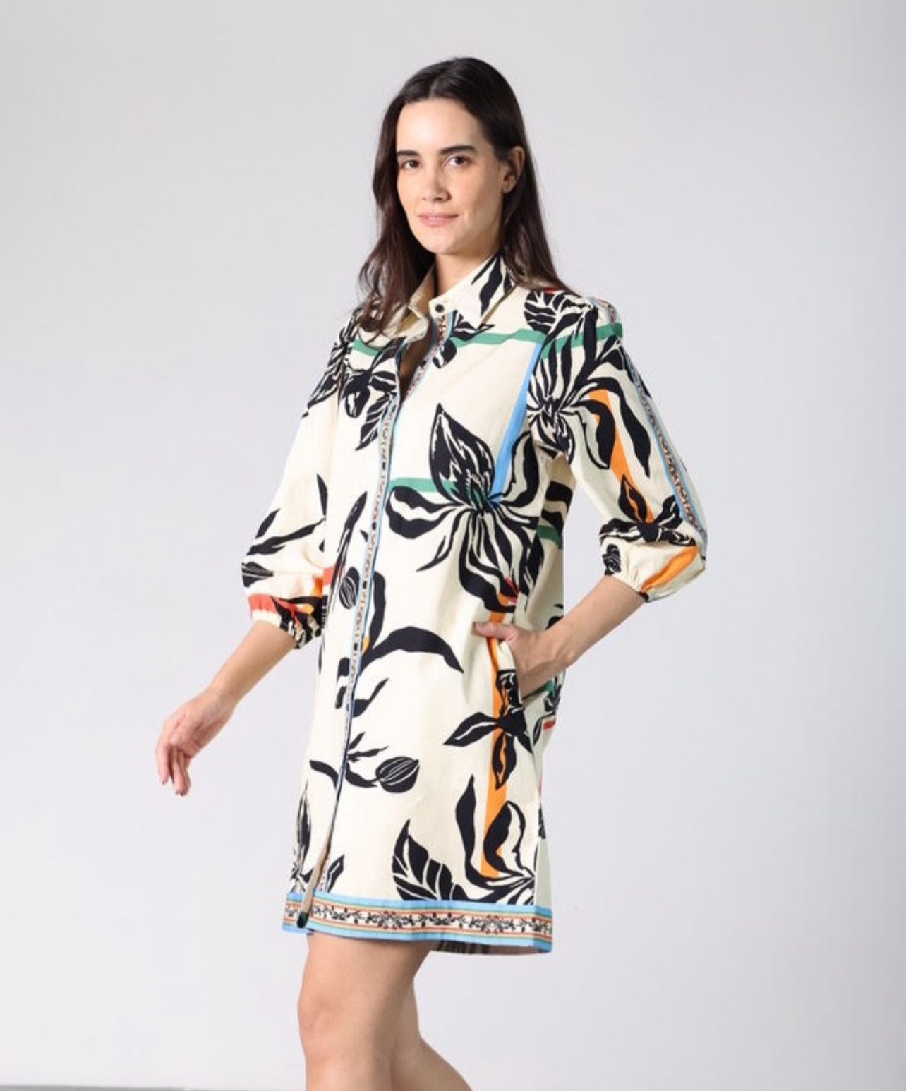 Trimmed Floral Dress