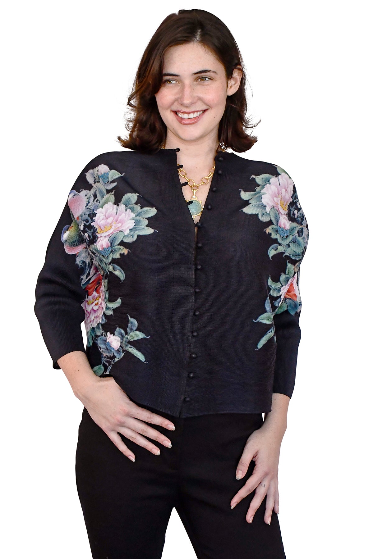 Pleated Floral Top