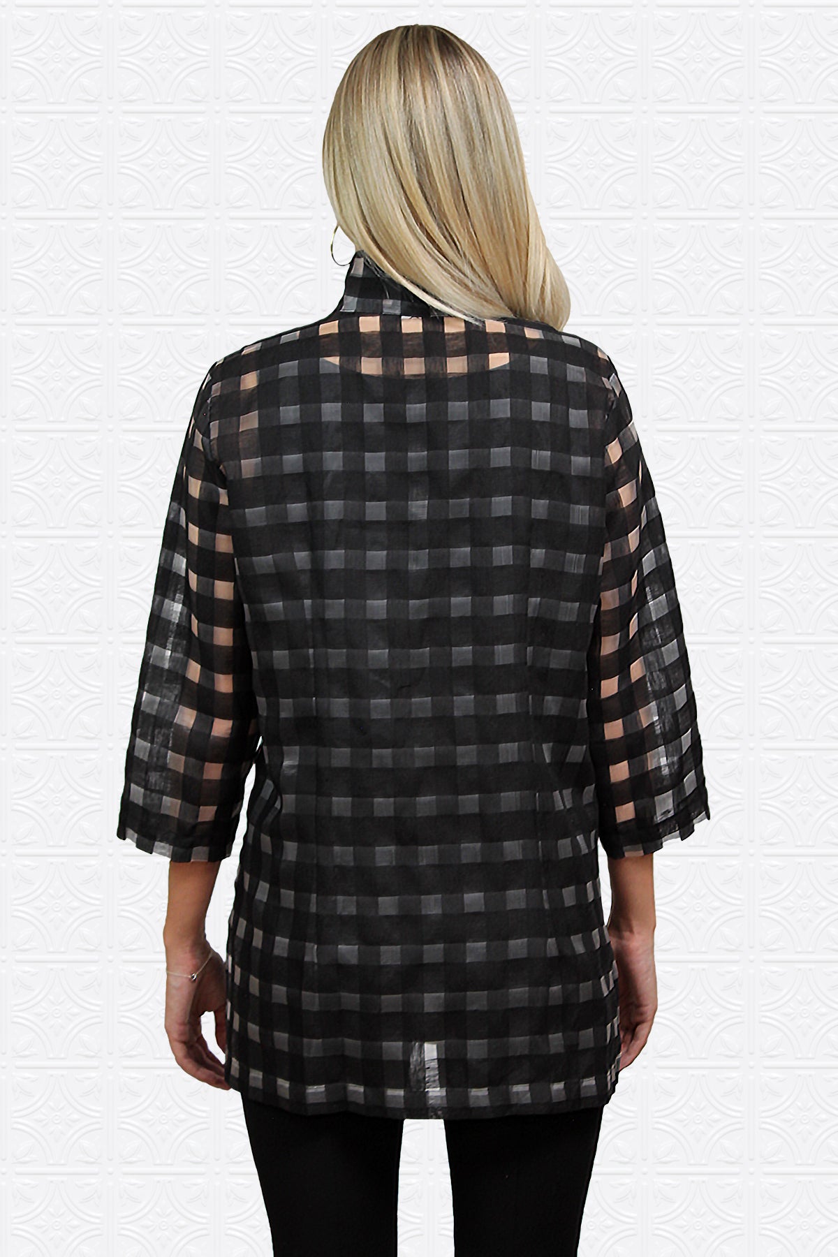 Rita in Black Sheer Plaid