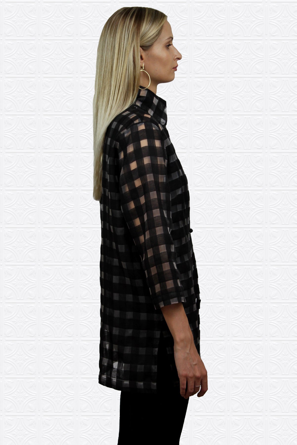 Rita in Black Sheer Plaid