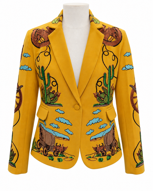 Yellow embroidered Wagon Blazer