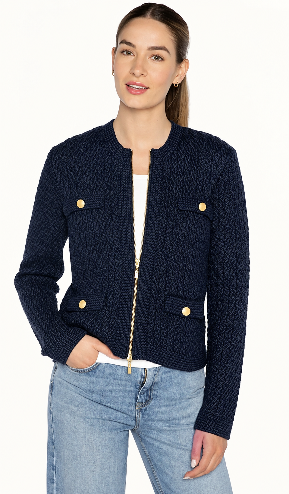 Texture Zip Cardigan