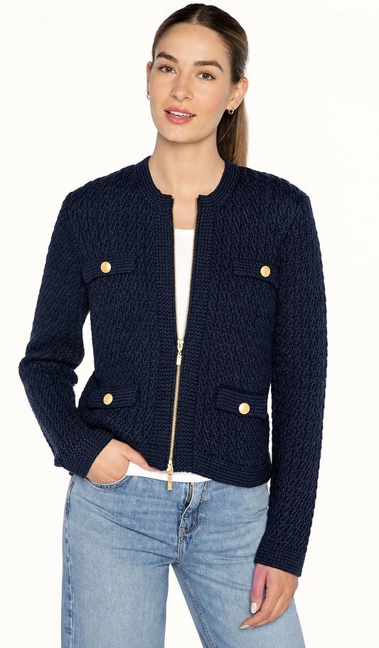 Texture Zip Cardigan