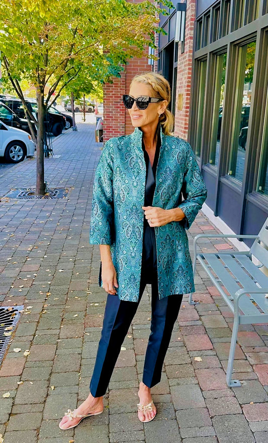 Rita in Teal Paisley