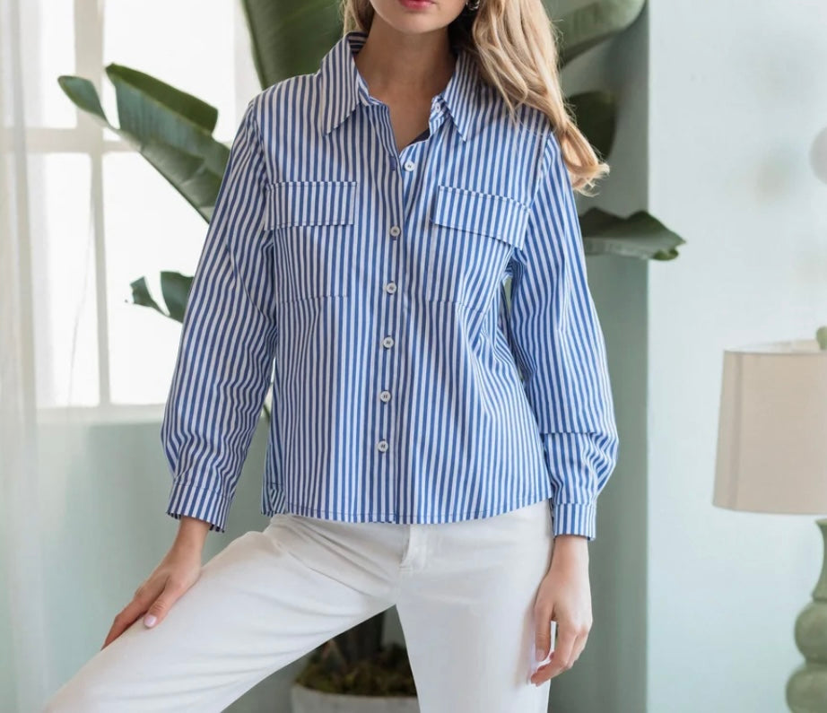 Striped Pleated Shirt