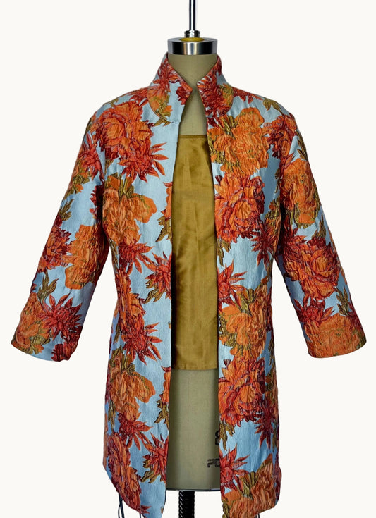 Rita Chrysanthemum Orange & Pastel Blue