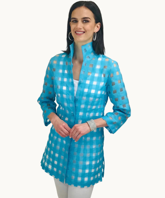 Sheer Rita Plaid Aqua
