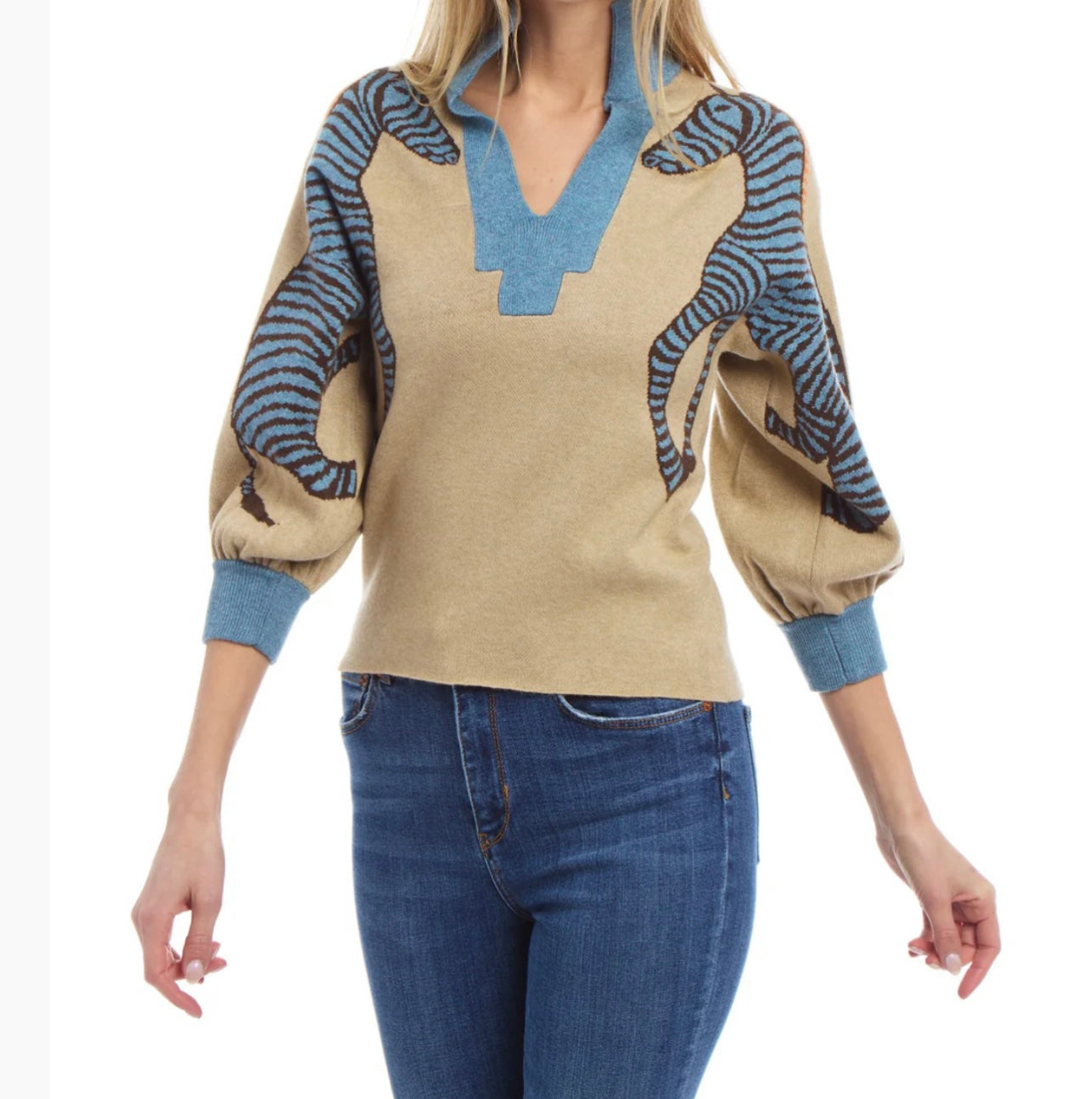 Zebra knit Sweater Top