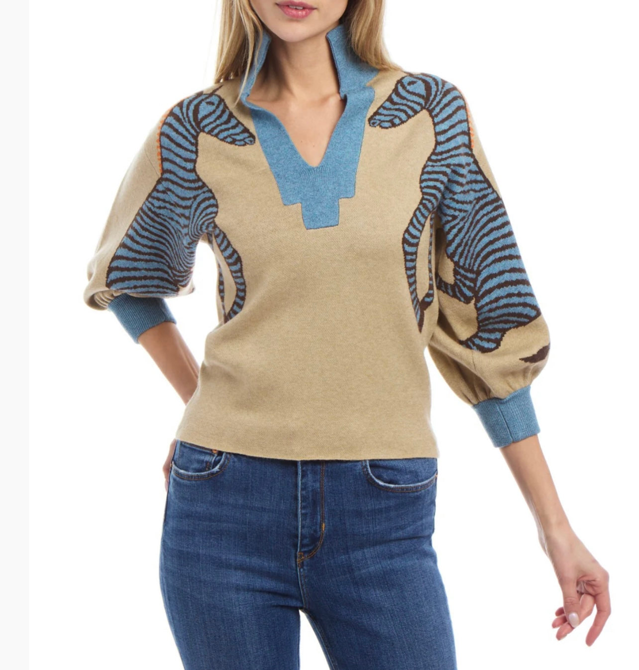 Zebra knit Sweater Top