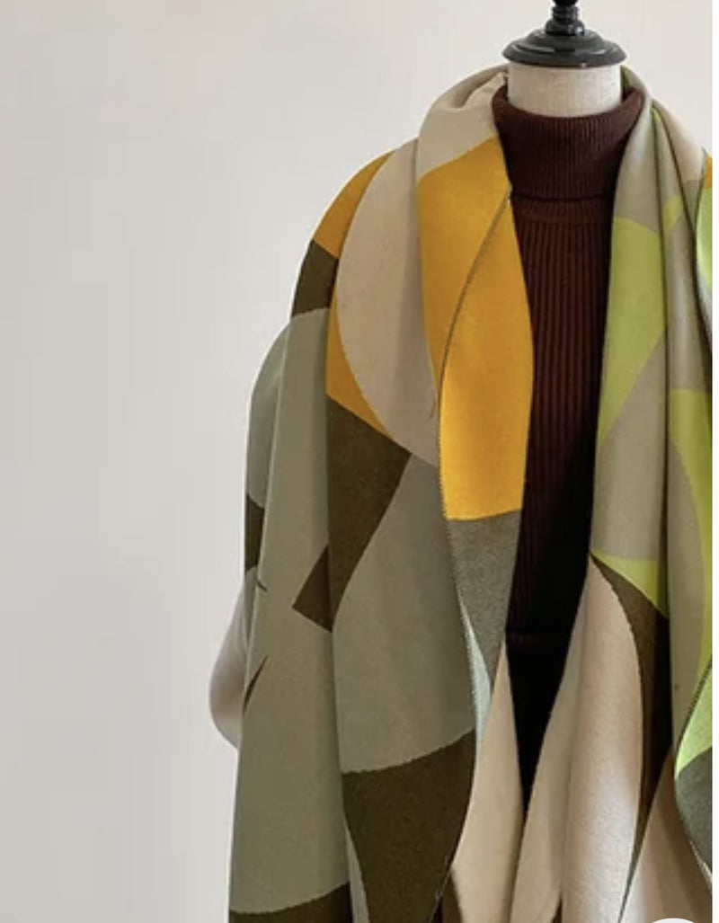 Art design cashmere mix shawl