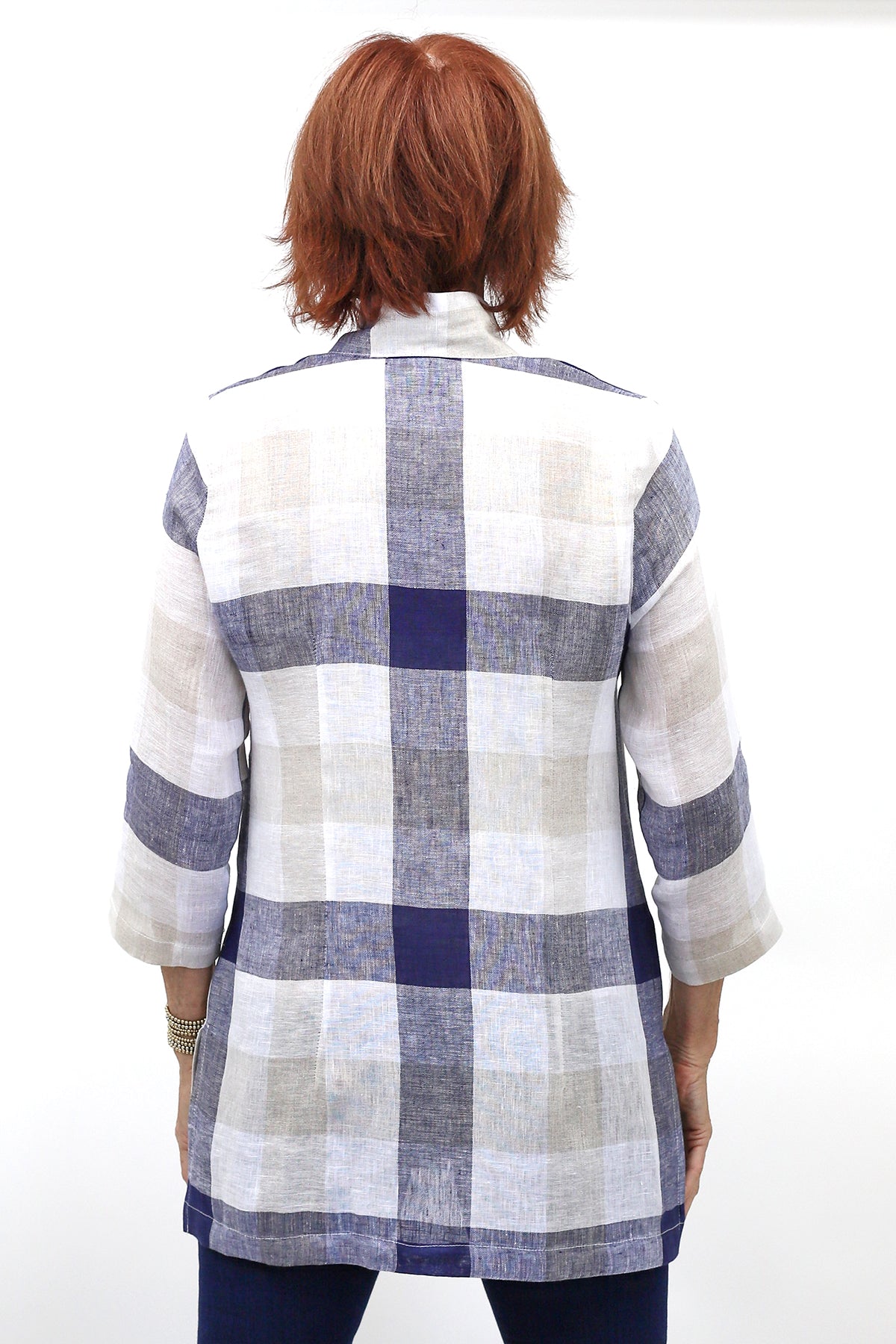 Linen Plaid Rita in Navy