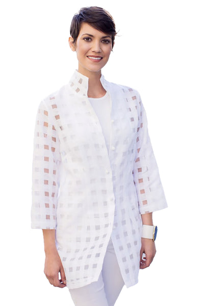Rita in White Sheer Plaid